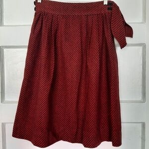Vintage 40s 50s Striped A-Line Pleated Skirt with Tie Accent